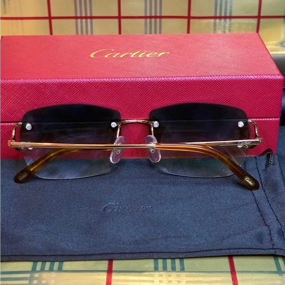 CARTIER UNISEX BIG C RIMLESS SUNGLASSES